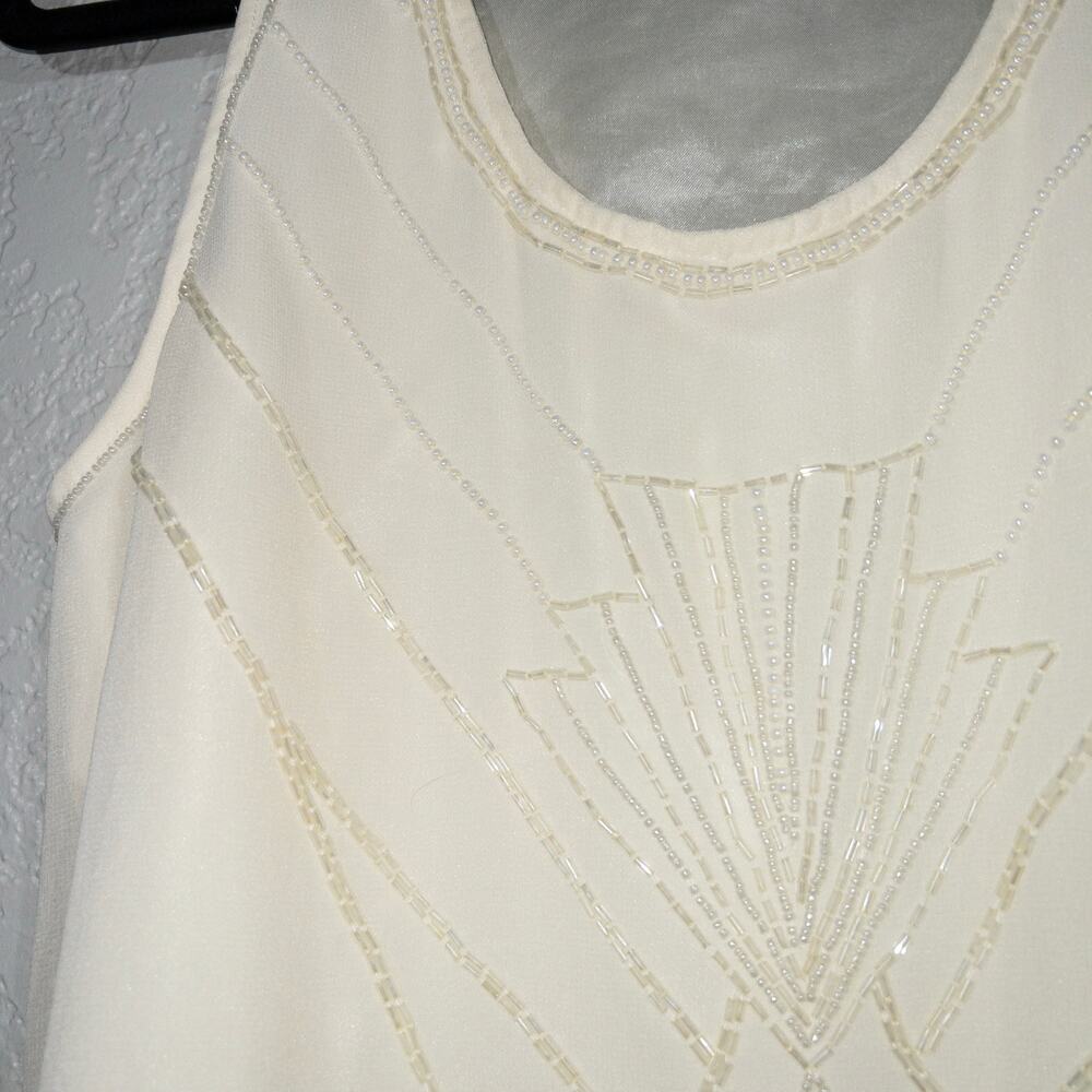 Forever 21 Exclusive Ivory Beaded Shift Tank Dress Size Small - Picture 2 of 6